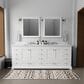 Lexora Home Dukes 84" Double Bathroom Vanity in White with 2 cm White Quartz Top and Rectangular Sinks, , large