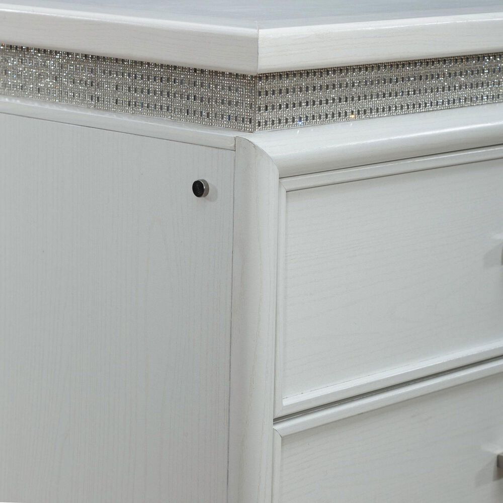 Belle Furnishings Reflections 5-Drawer Chest in Pearl White and Rhinestone, , large