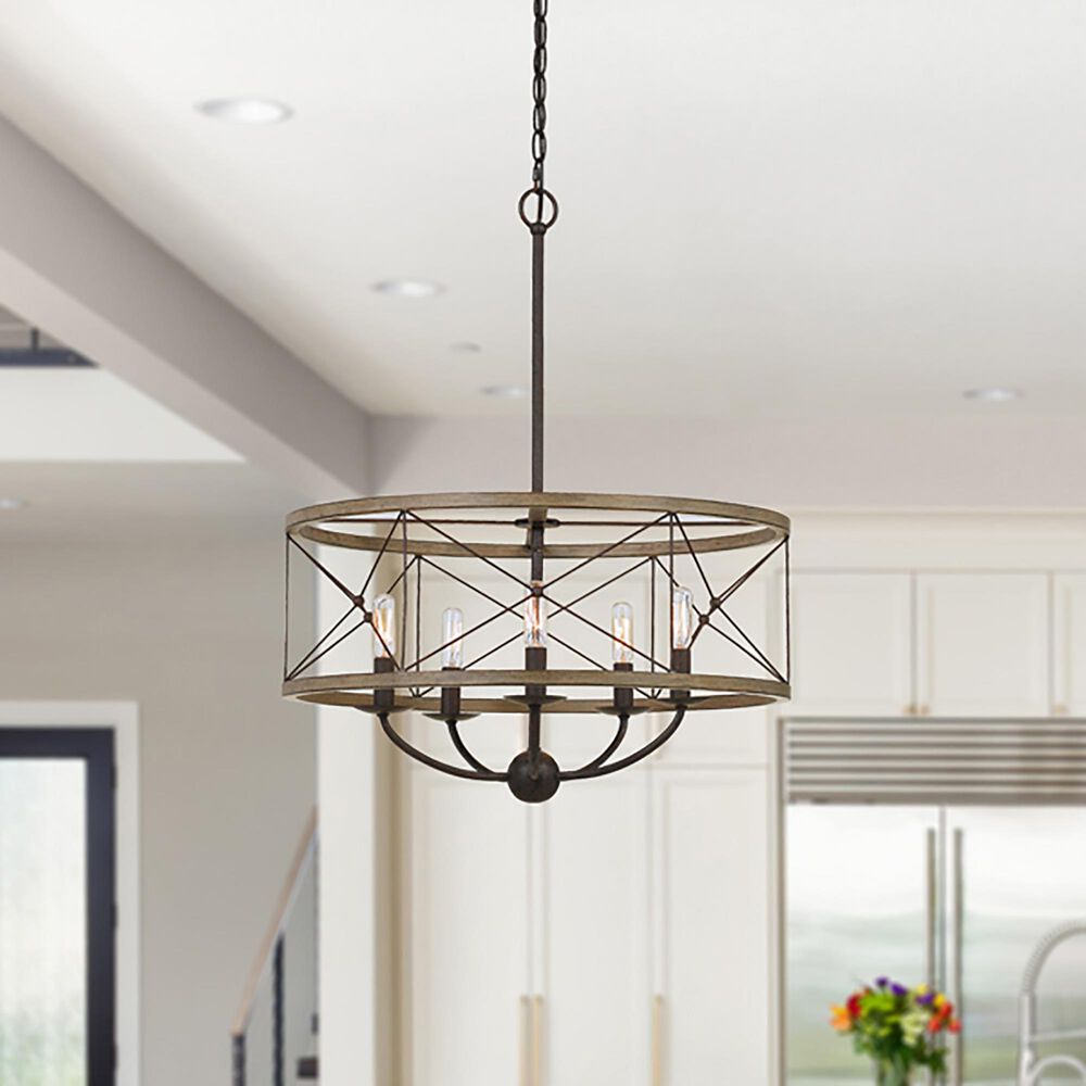 Cal Lighting Modica Chandelier in Distress Ivory and Iron, , large
