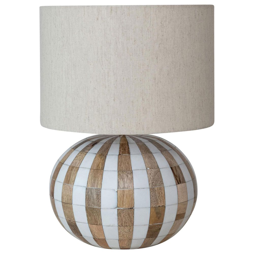 Teak Interiors Collected Notions Striped Table Lamp in Natural, , large