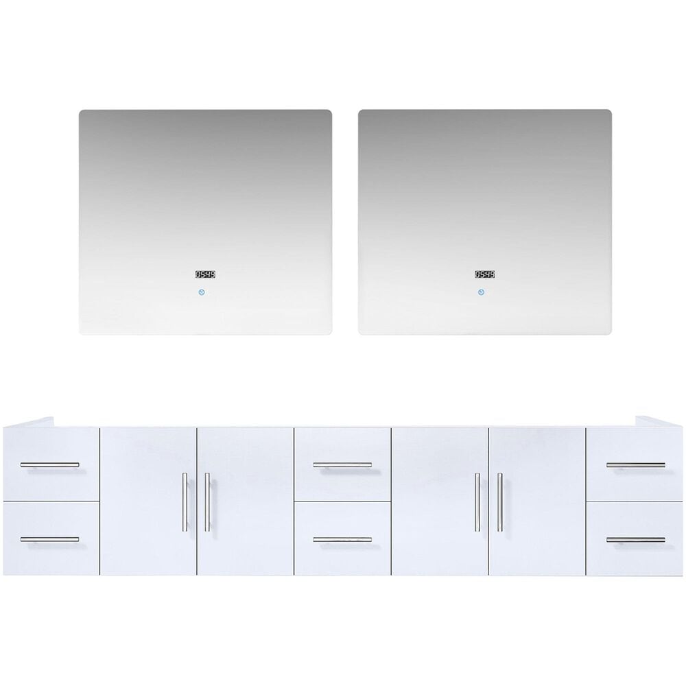 Lexora Home Geneva 84&quot; Double Bathroom Vanity Cabinet Only in Glossy White and 36&quot; LED Mirrors, , large