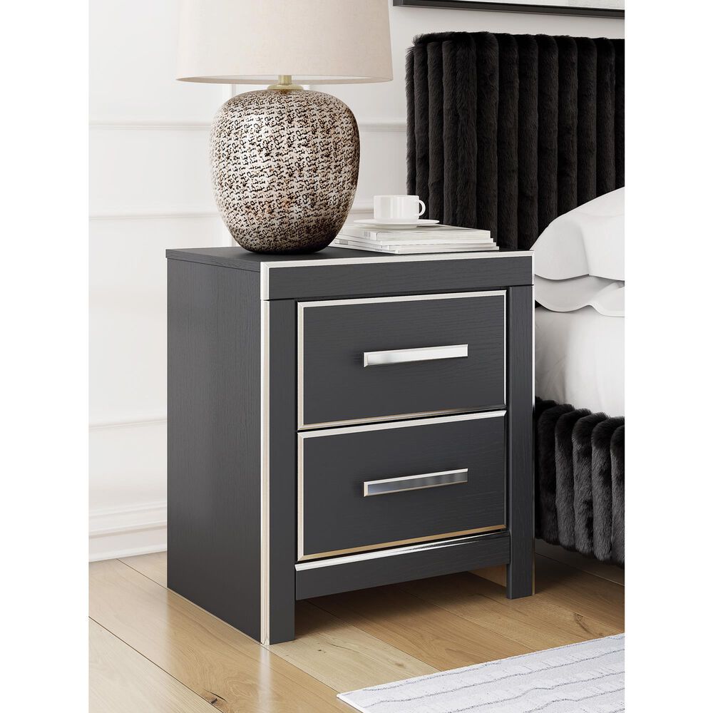 Ashley Zuraleus 2-Drawer Night Stand in Matte Black and Chrome, , large