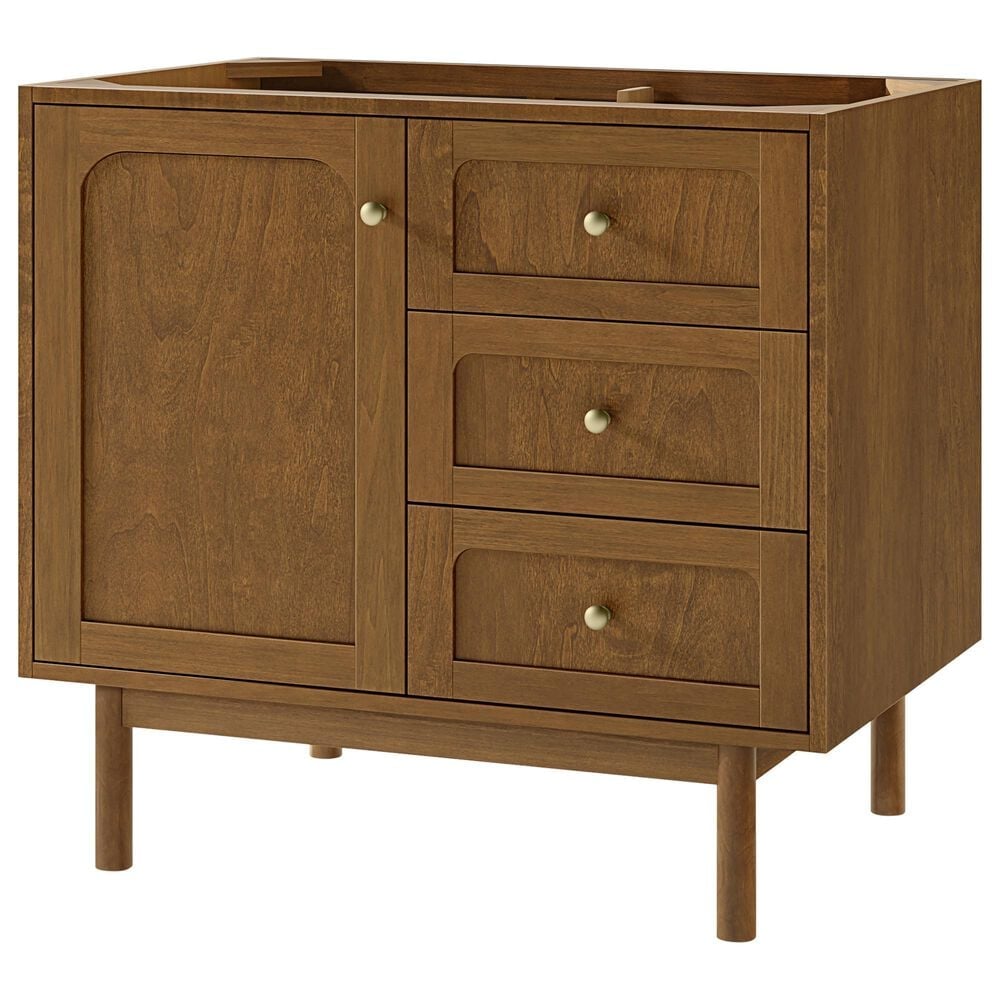 James Martin Laurent 36" Single Bathroom Vanity in Honey Oak with 3 cm Ethereal Noctis Silestone Top and Rectangular Sink, , large