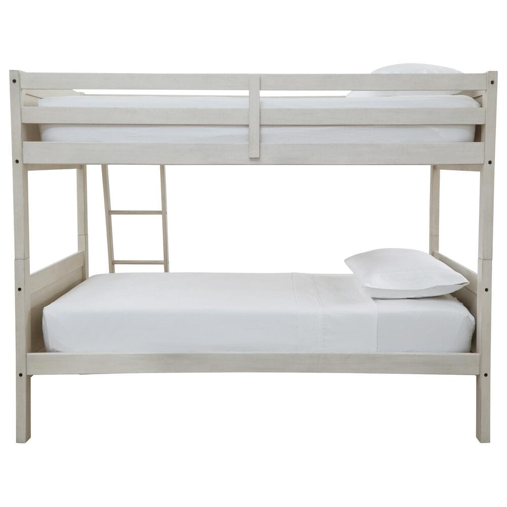 Ashley Robbinsdale Twin over Twin Bunk Bed with Ladder in Antique White, , large