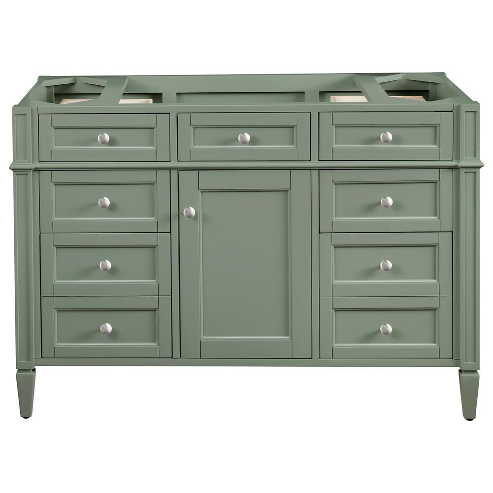 James Martin Vanities Brittany 30&quot; Single Bathroom Vanity in Smokey Celadon with Single Hole 3 cm White Zeus Quartz Top and Rectangular Sink, , large