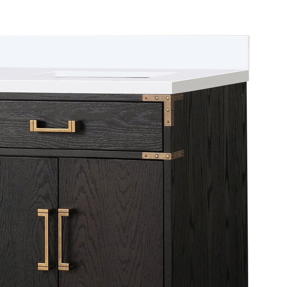 Lexora Home Laurel 72&quot; Double Bathroom Vanity in Black Oak with White Cultured Marble Top and Rectangular Sinks, , large
