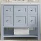 James Martin Vanities Breckenridge 36" Single Bathroom Vanity in Serenity Blue with 3 cm Victorian Silver Quartz Top and Rectangular Sink, , large