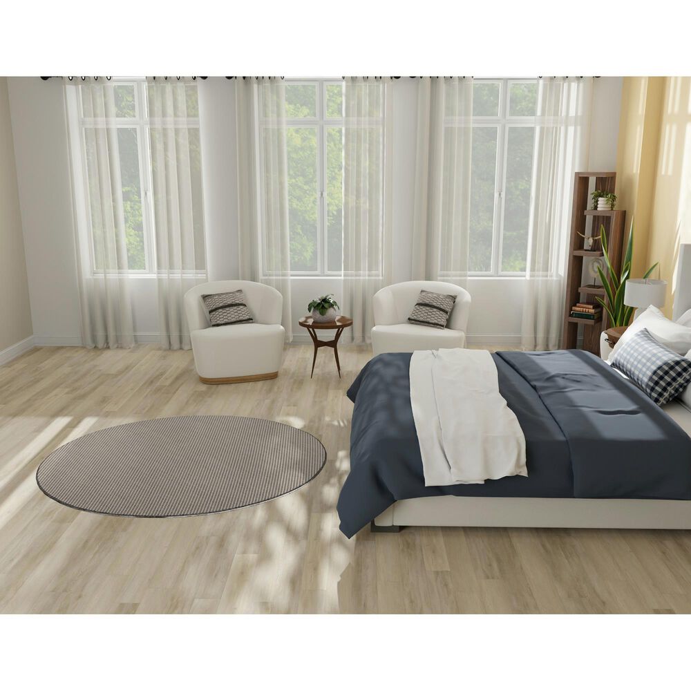 Nourison Courtyard Ivory and Charcoal 5&#39; Round Indoor/Outdoor Area Rug, , large