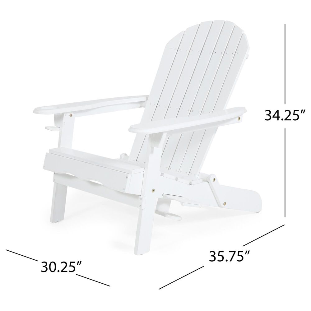 Hearth and Haven Bellwood Outdoor Foldable Adirondack Chair with Cup Holder in White, , large
