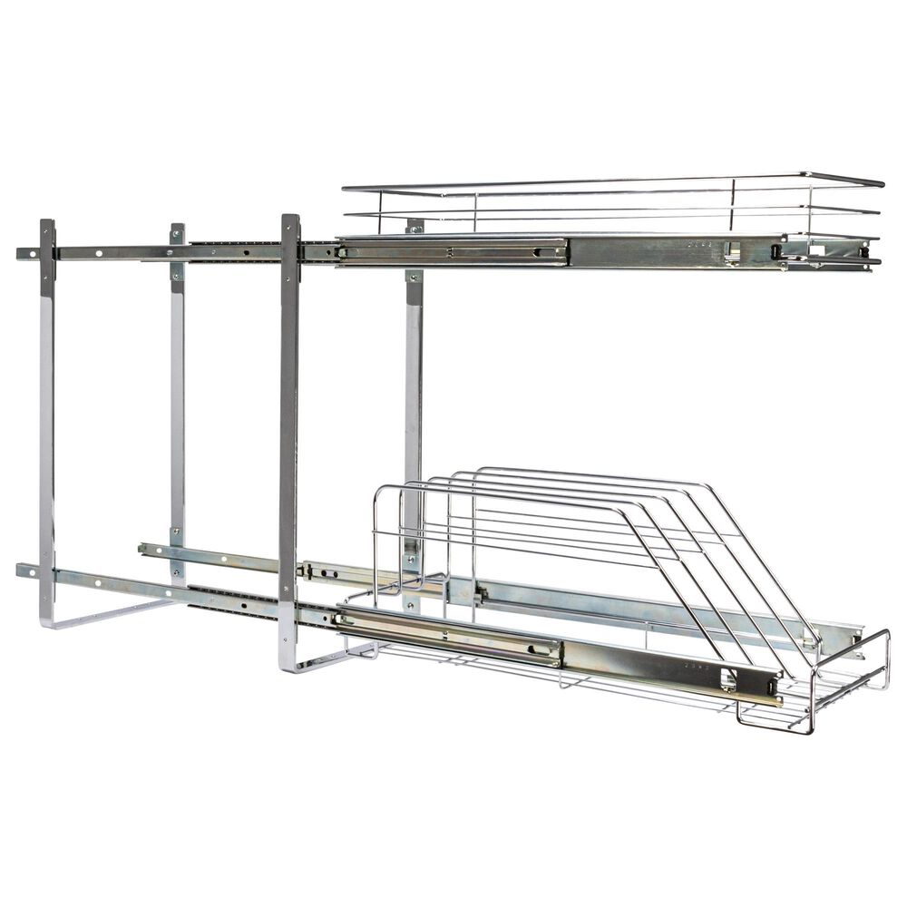 Household Essentials Glidez Multipurpose 2-Tier Pull-Out Organizer for Cookware and Bakeware in Chrome, , large