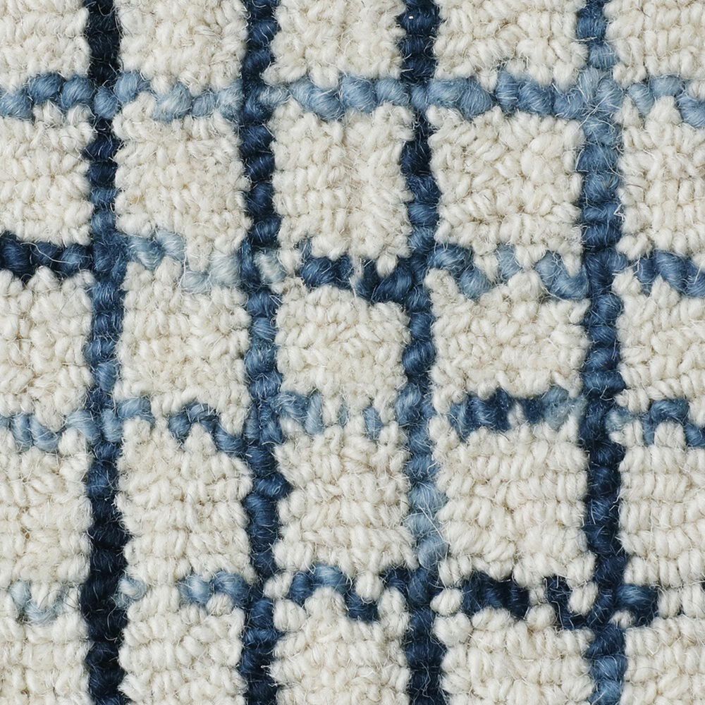 L&amp;R Resources Criss Cross Navy and Ivory 8&#39; Round Area Rug, , large