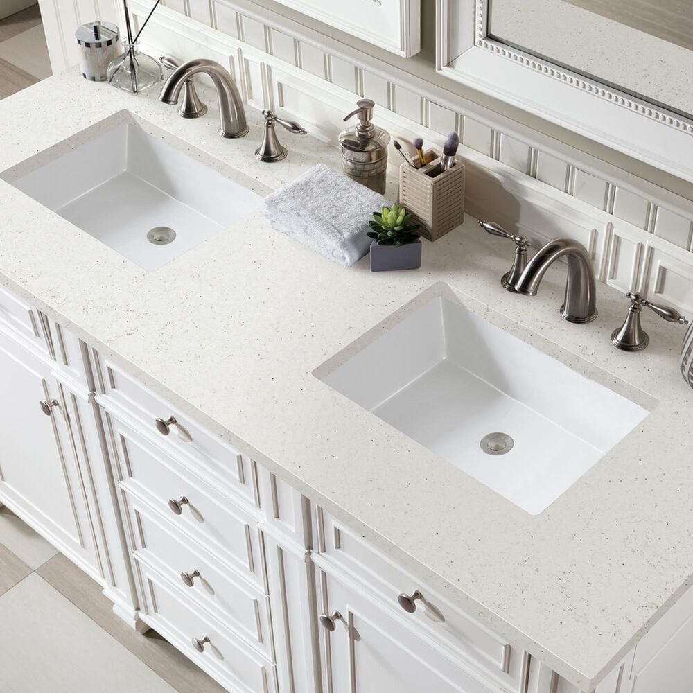 James Martin Vanities Bristol 60&quot; Double Bathroom Vanity in Bright White with 3 cm Lime Delight Quartz Top and Rectangular Sinks, , large