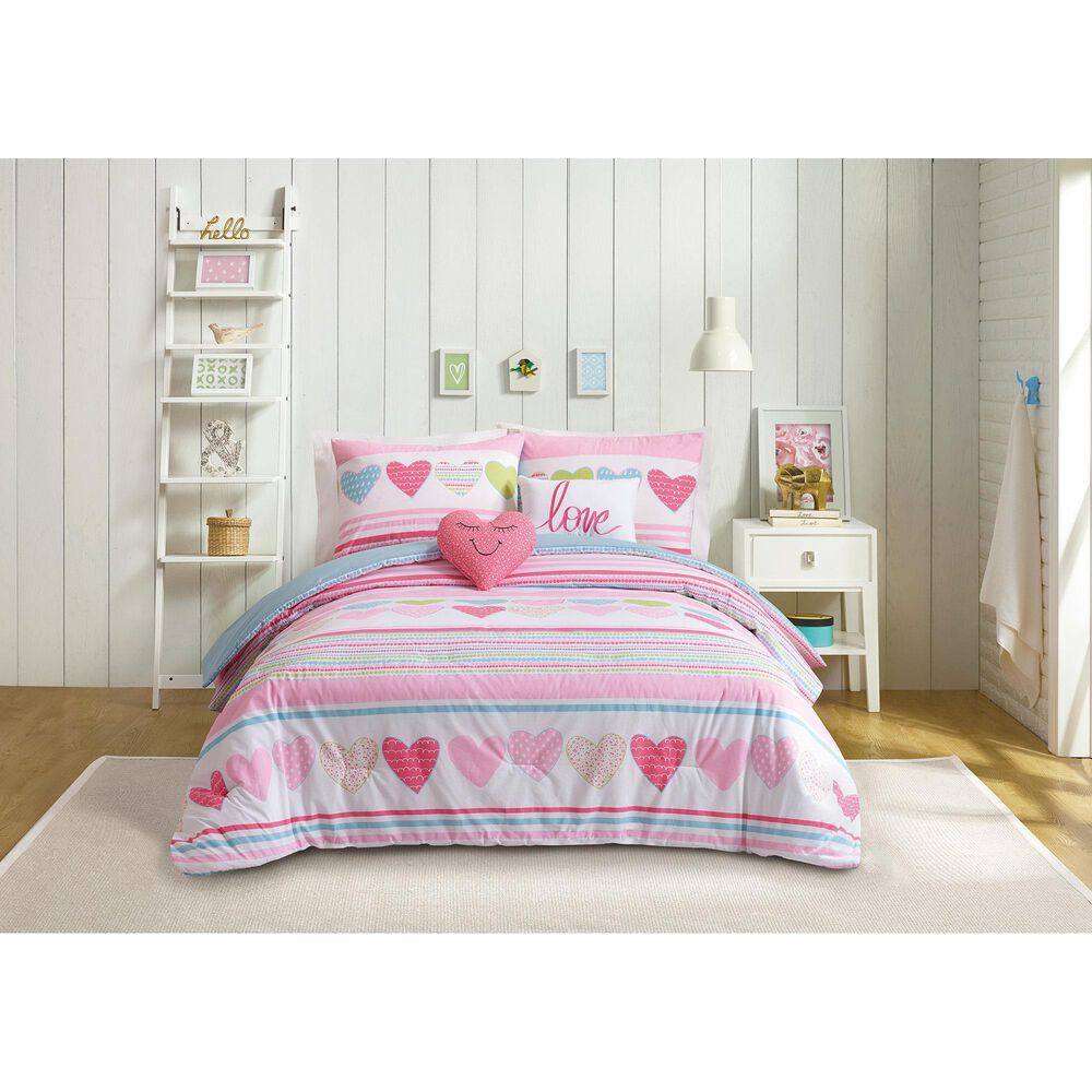 Peking Handicraft Daphne 5-Piece Full/Queen Comforter Set in Pink, , large