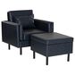 Linon Home Decor Wallis Accent Chair with Ottoman in Navy, , large