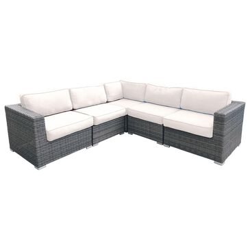 Living Source International 5-Piece Patio Sectional Set with Canvas Cushion in Mixed Grey, , large