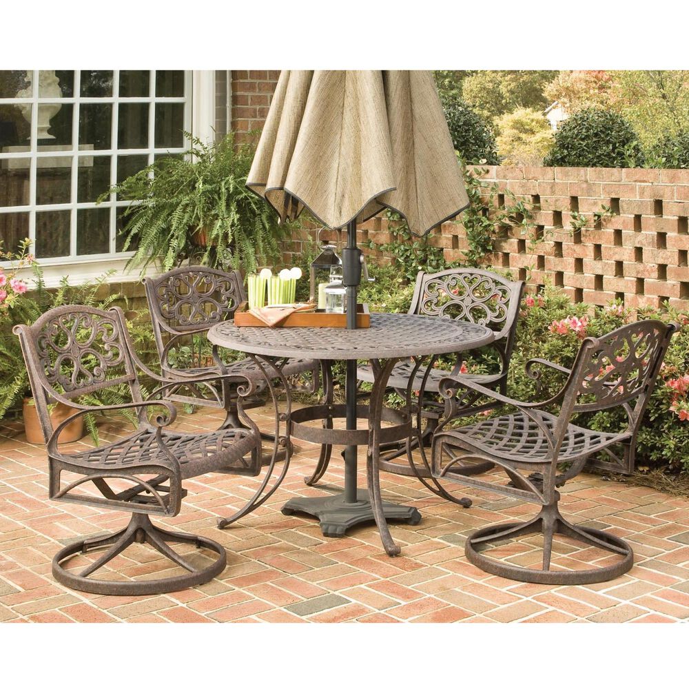 Homestyles Sanibel 5-Piece 48" Dining Set with Swivel Chairs in Brown, , large