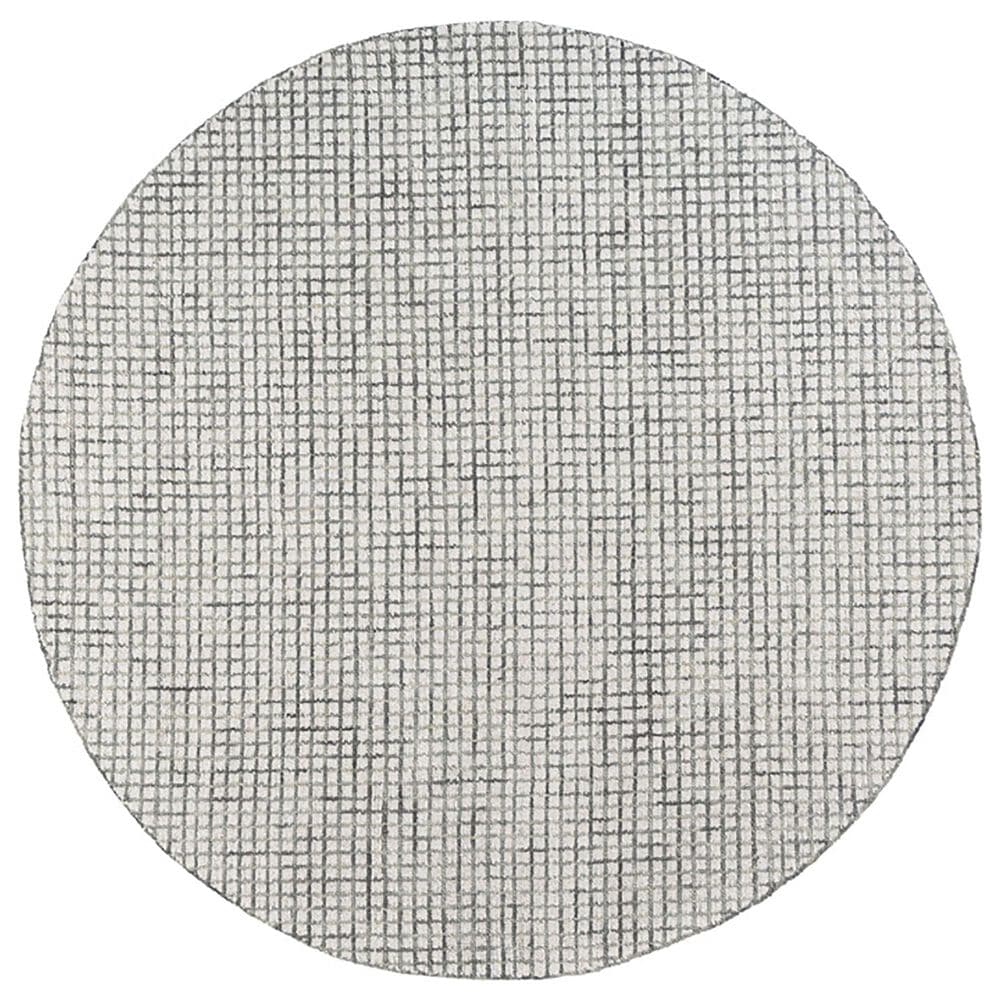 L&R Resources Criss Cross Silver and Ivory 8" Round Area Rug, , large