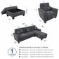 Bush Stockton 4-Piece Living Room Set with Chaise Lounge in Dark Gray, , large