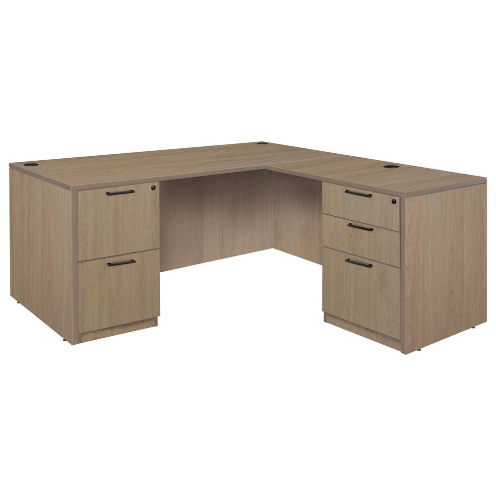 Regency Global Sourcing Legacy 60" L-Shaped Desk with Double Full Pedestal Drawer Unit in Noble Oak, , large