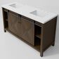Lexora Home Marsyas 60" Double Bathroom Vanity in Brown with 2 cm White Cultured Marble Top and Rectangular Sinks, , large