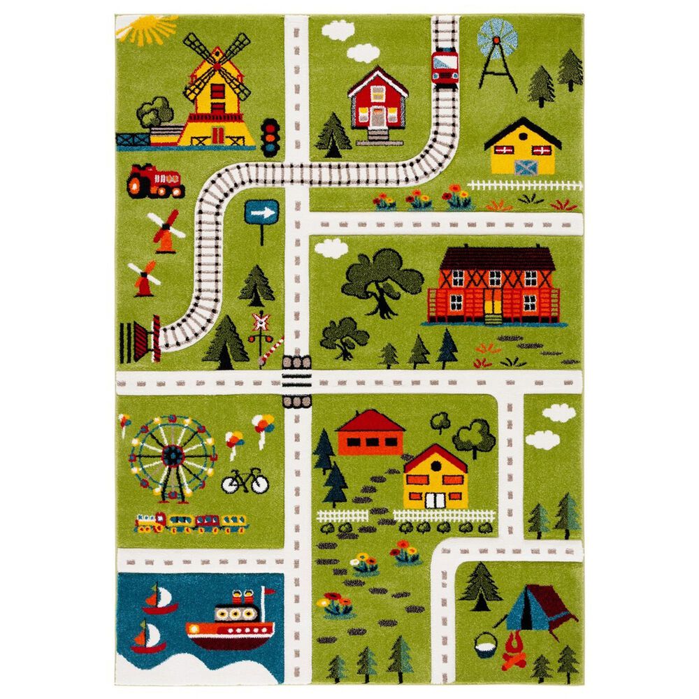 Safavieh Carousel 9" x 12" Green and Beige Kid Rug, , large