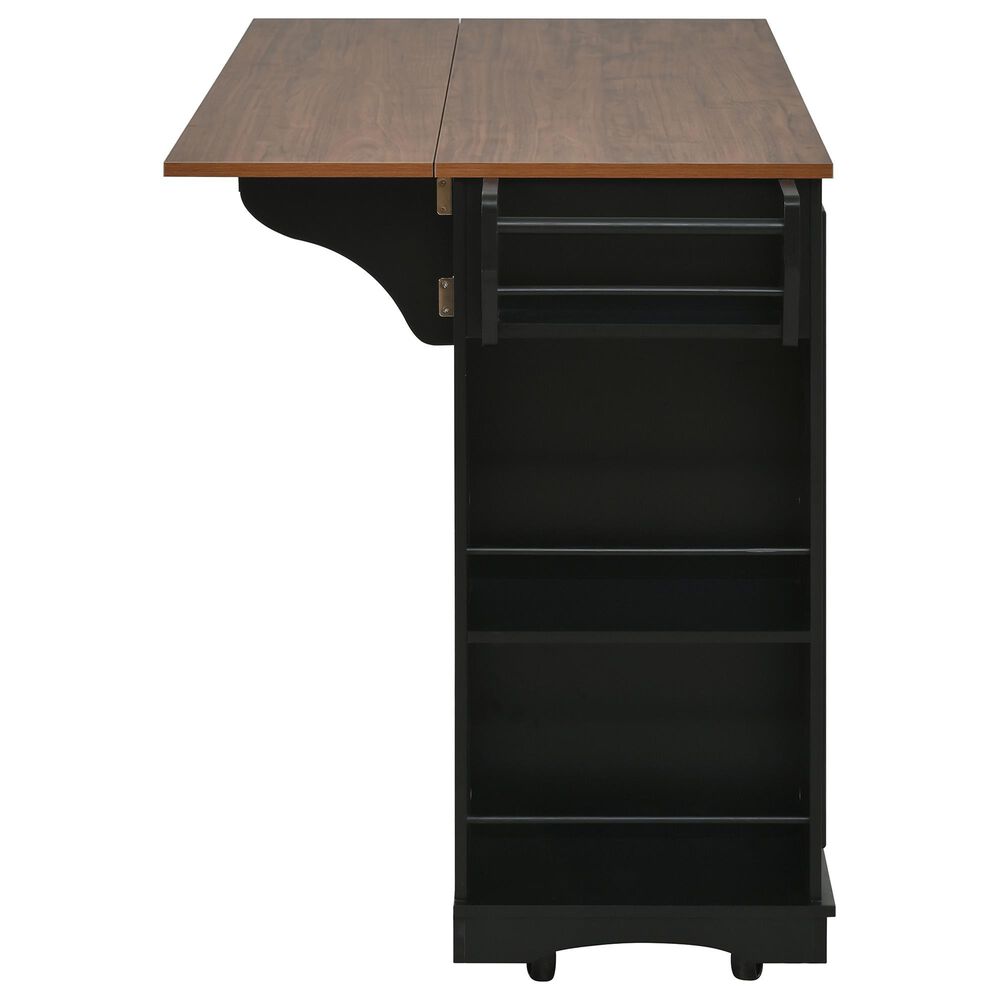 HOMLUX 54" Mobile Kitchen Island with Glass Door Storage in Walnut and Black, , large