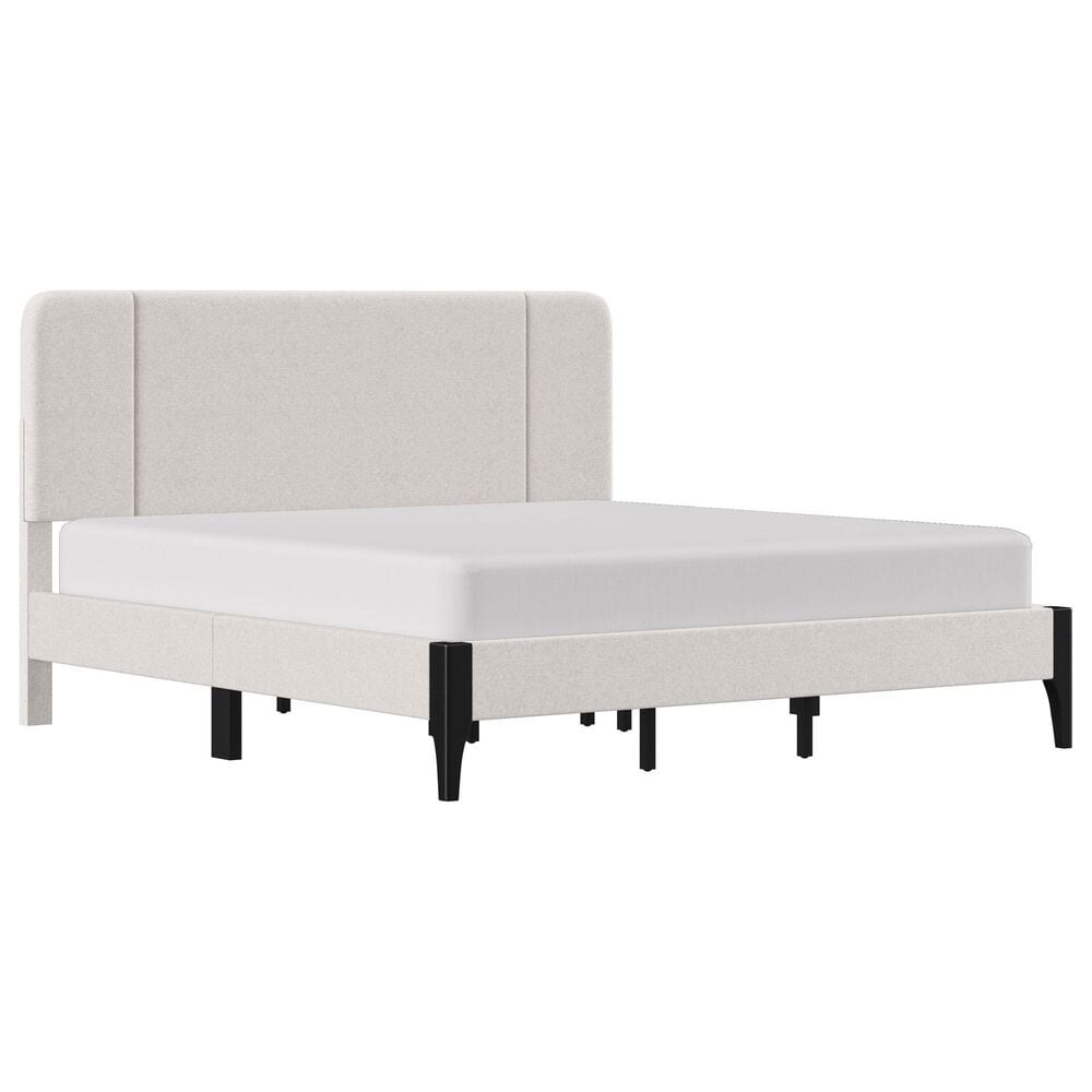 Richlands Furniture Springlee King Platform Bed with Oatmeal Upholstery in Black, , large