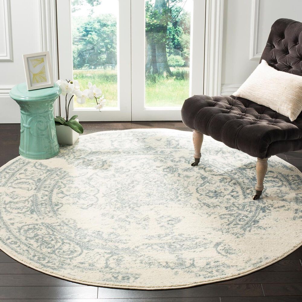Safavieh Adirondack ADR101S-6R 6" x 6"  Ivory/Slate Round Rug, , large