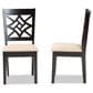 Baxton Studio Nicolette Side Chair with Sand Cushion in Dark Brown (Set of 2), , large