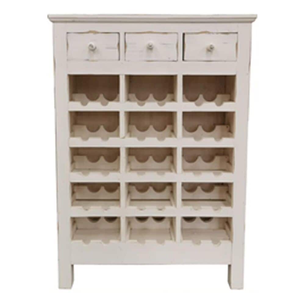 Santa Fe Rustic Wine Cabinet in Antique White, , large