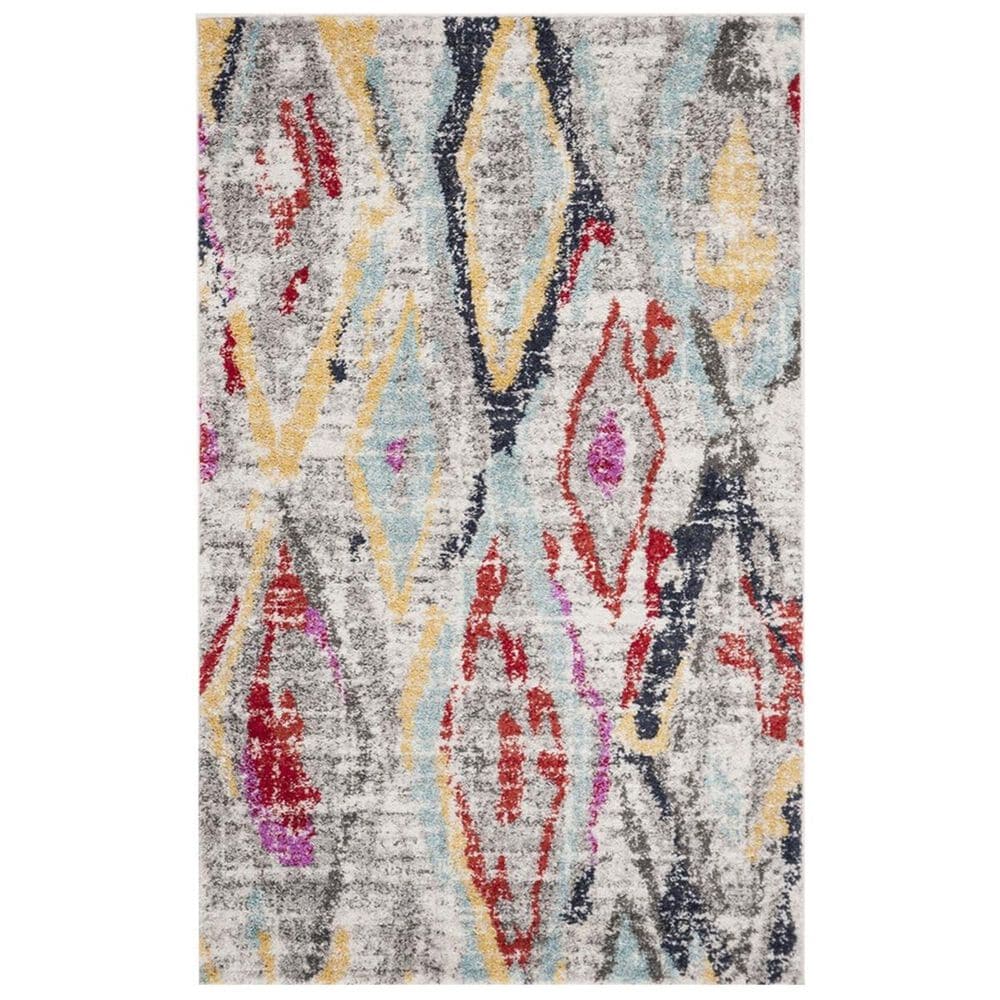 Safavieh Adirondack ADR209F 3" x 5" Light Grey and Red Area Rug, , large