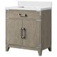 Lexora Home Laurel 30" Single Bathroom Vanity in Grey Oak with White Quartz Top and Rectangular Sink, , large