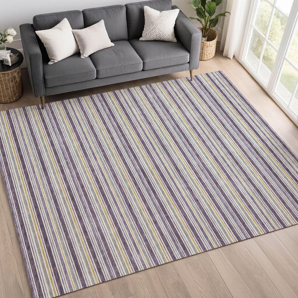 Dalyn Rug Company Soft Essentials Striped Plum 3' x 5' Indoor/Outdoor Area Rug, , large