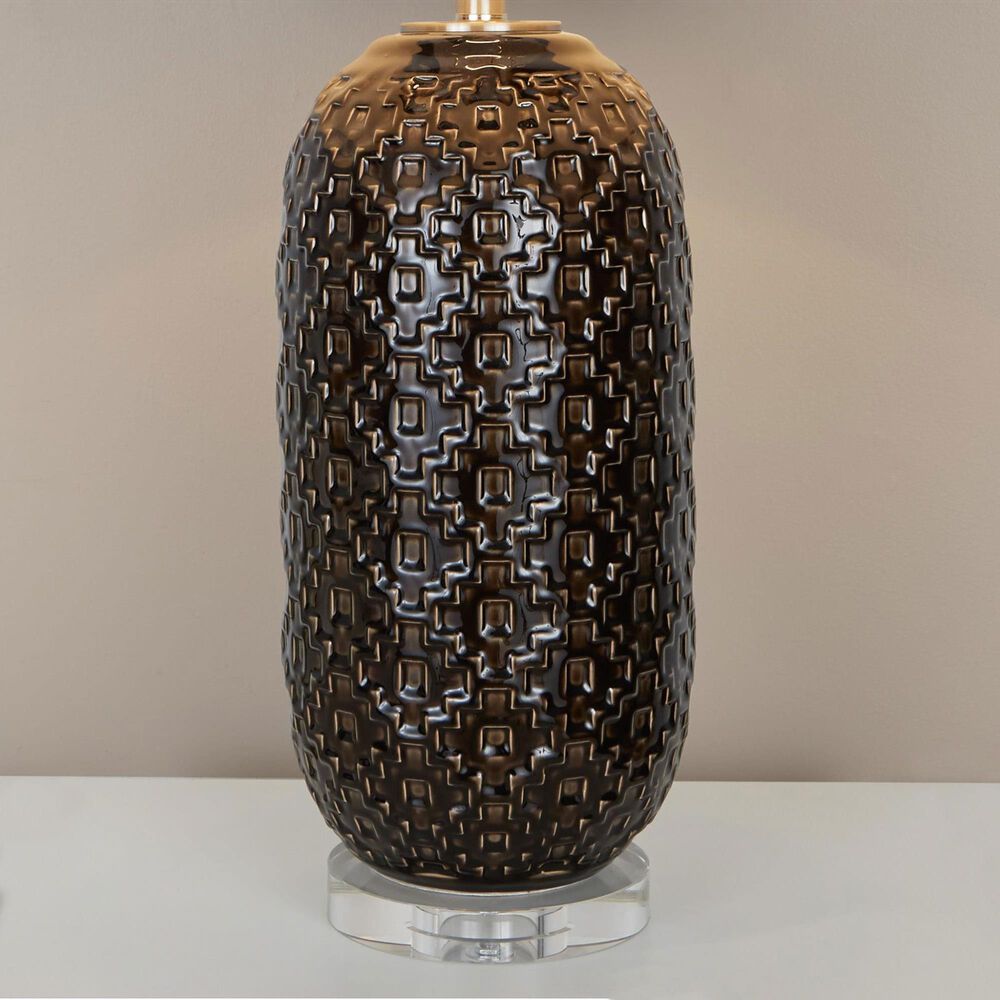 Grandview Gallery Onyx Ceramic Table Lamp in Dark Grey, Brushed Nickel and Clear, , large