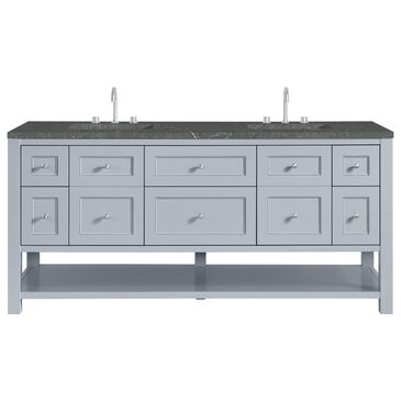 James Martin Vanities Breckenridge 72" Double Bathroom Vanity in Serenity Blue with 3 cm Parisien Bleu Quartz Top and Rectangular Sinks, , large