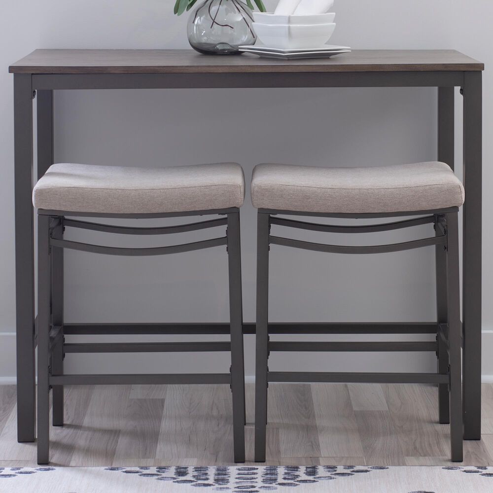 Linon Home Decor Betty 3-Piece Faux Marble Pub Set in Pewter and Grey, , large