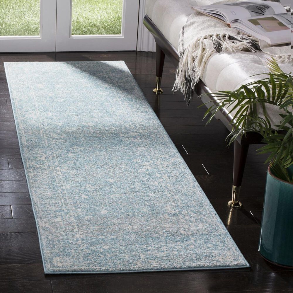 Safavieh Evoke EVK270D 2"2" x 9" Light Blue and Ivory Runner, , large