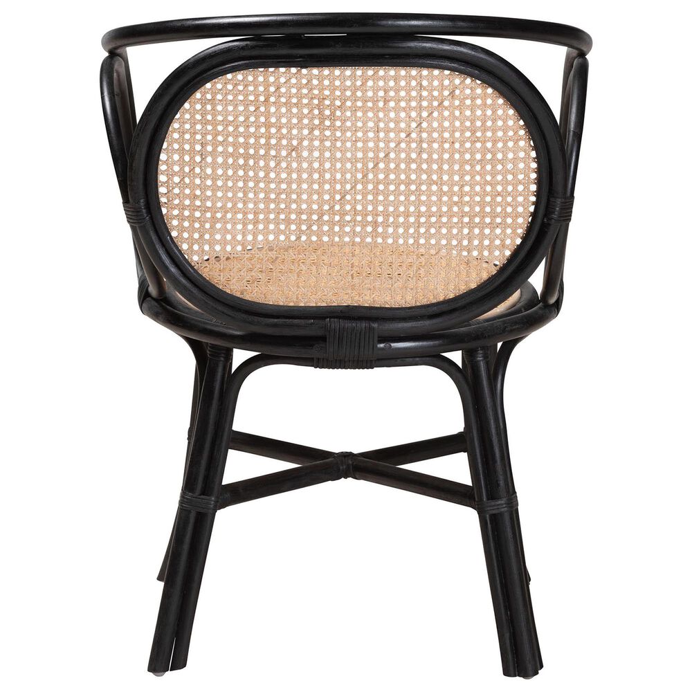 Baxton Studio Palesa Arm Chair in Black and Natural Brown, , large
