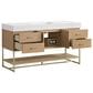 37B Mauri 60" Single Bathroom Vanity with Metal Base in Warm Oak and White Composite Stone Top, , large