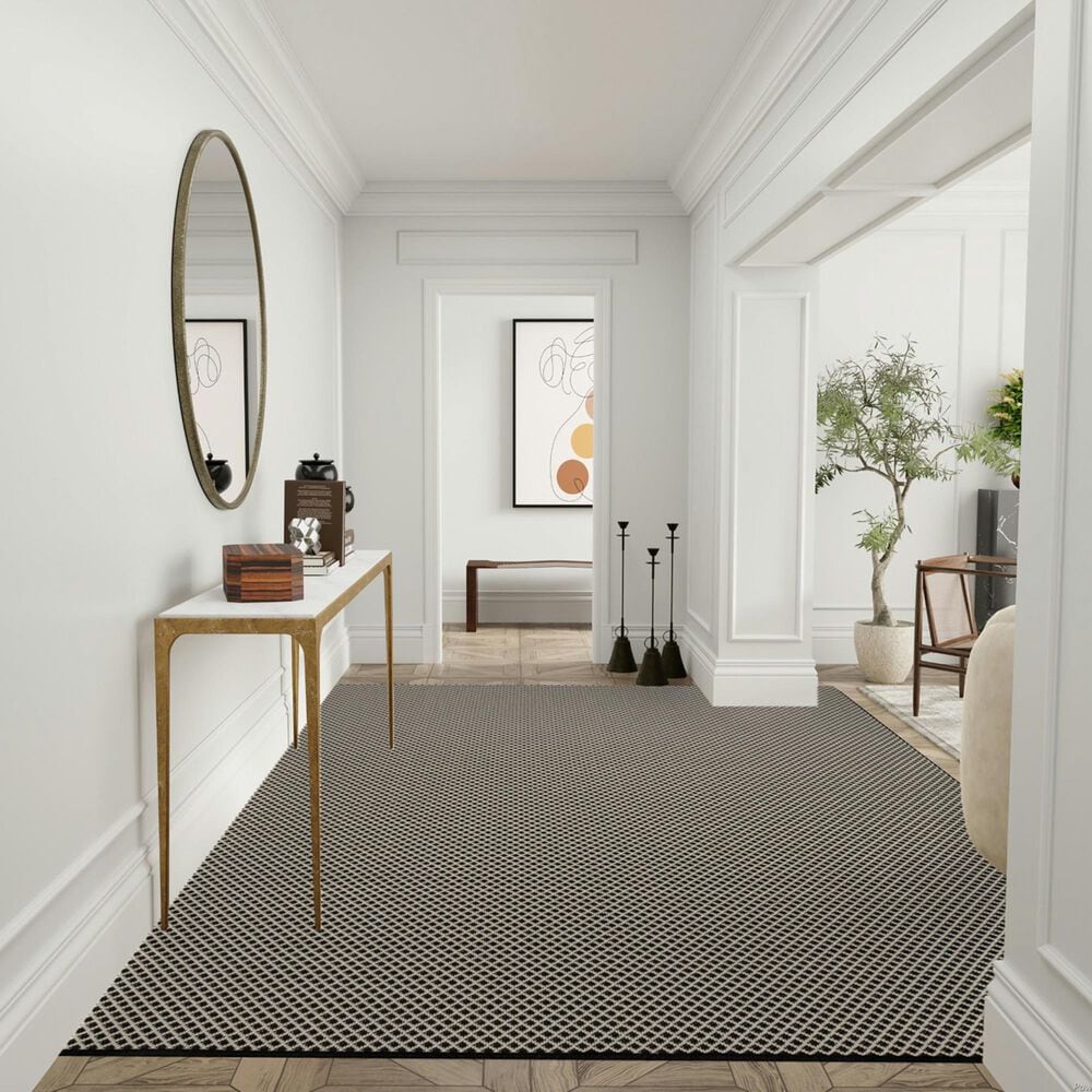 Nourison Courtyard Black and White 9&#39; x 12&#39; Indoor/Outdoor Area Rug, , large