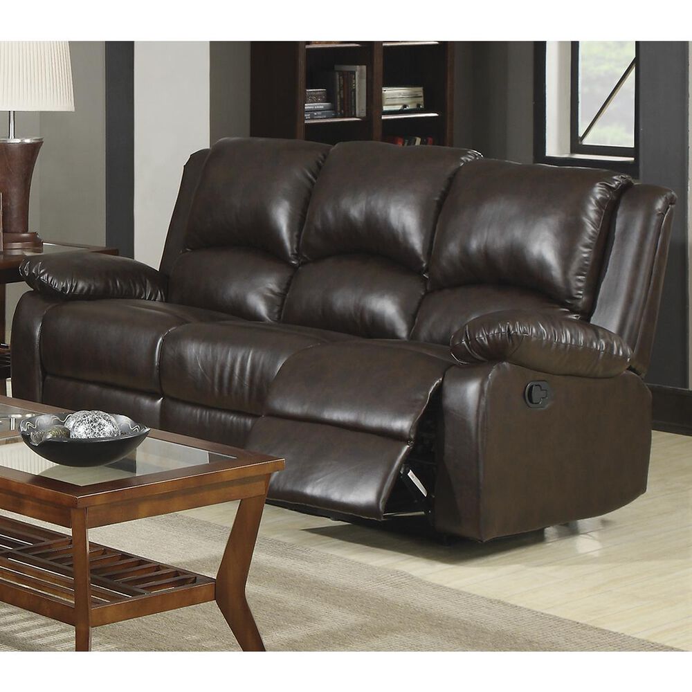Pacific Landing Casual Brown Bonded Leather Reclining Sofa, , large