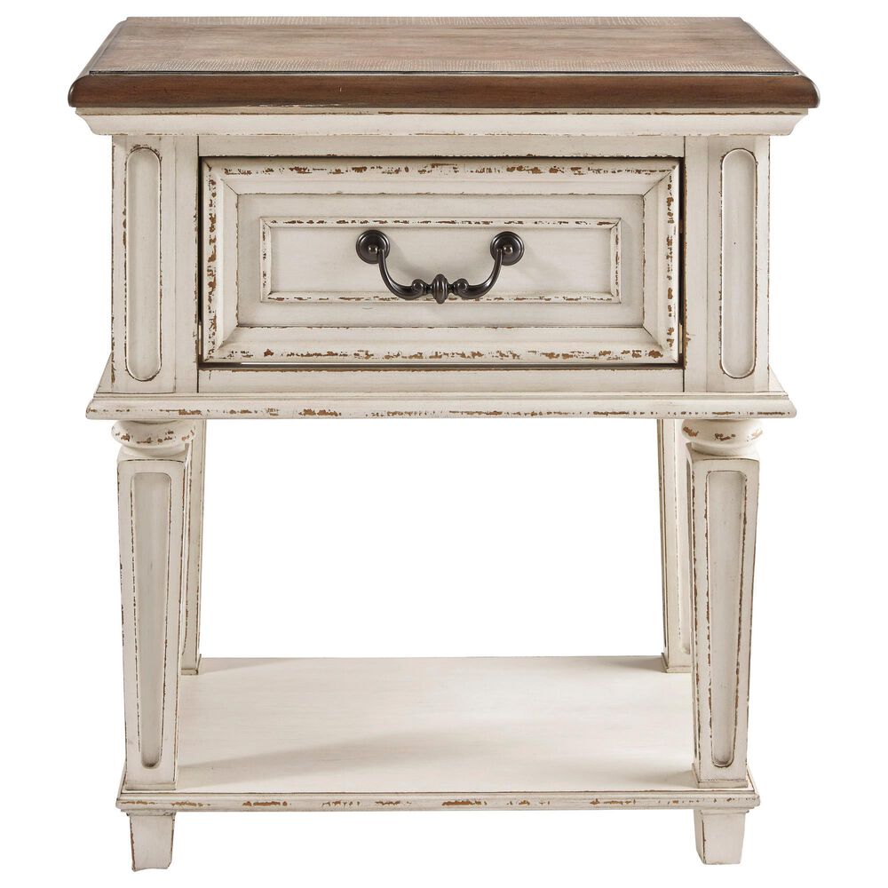 Ashley Realyn 1 Drawer Nightstand in Chipped White and Brown, , large