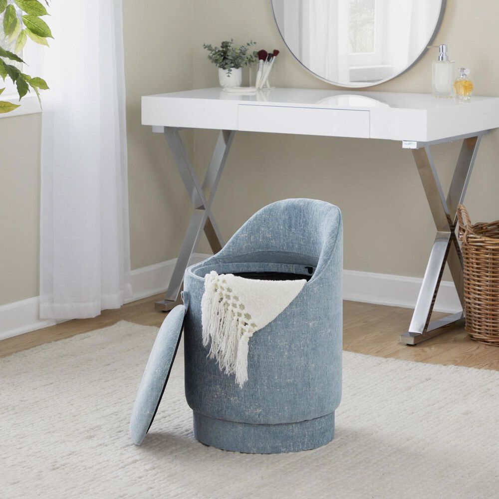 Lumisource Marla Upholstered Vanity Stool in Blue, , large