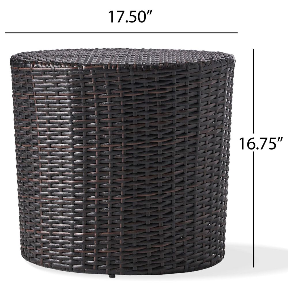 Hearth and Haven Kingstown Outdoor Barrel Side Table in Brown, , large