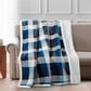 Duke Imports Flannel Sherpa Plaid Throw in Blue and Grey, , large