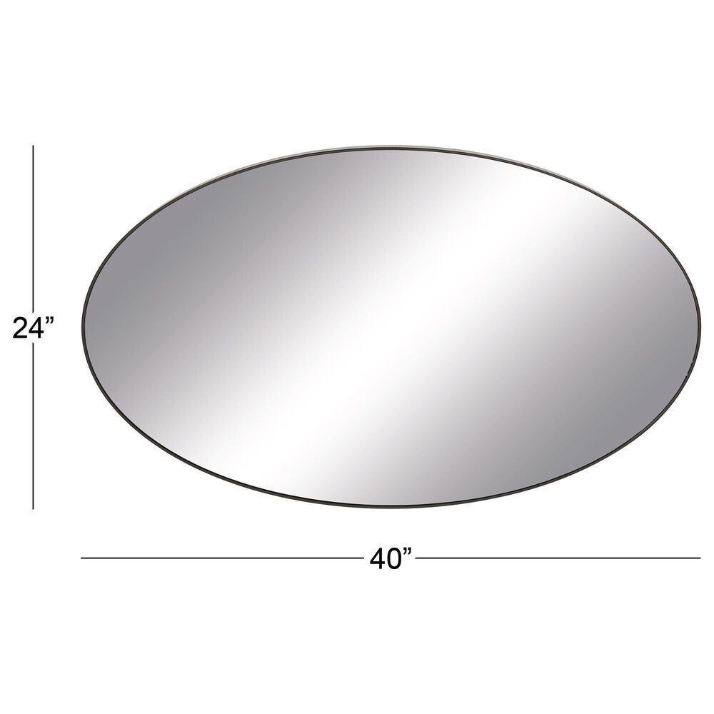 Maple and Jade 40&quot; x 24&quot; Oval Wall Mirror with Thin Minimalistic Frame in Black, , large