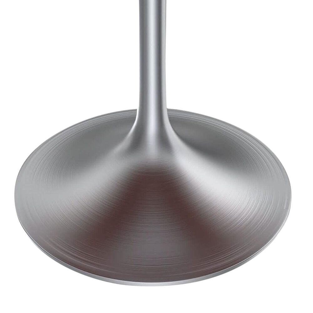 Leisuremod LeisureMod Verve Collection 48 Round Dining Table, Brushed Chrome Base with Dark Maple MDF Top, , large