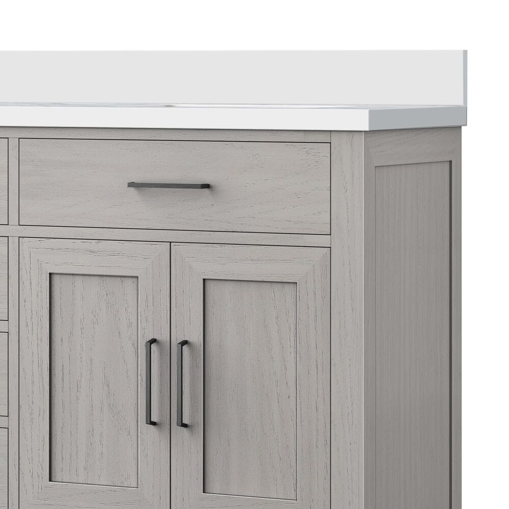 Lexora Home Abbey 72&quot; Double Bathroom Vanity in White Oak with 2 cm White Cultured Marble Top and Rectangular Sinks, , large