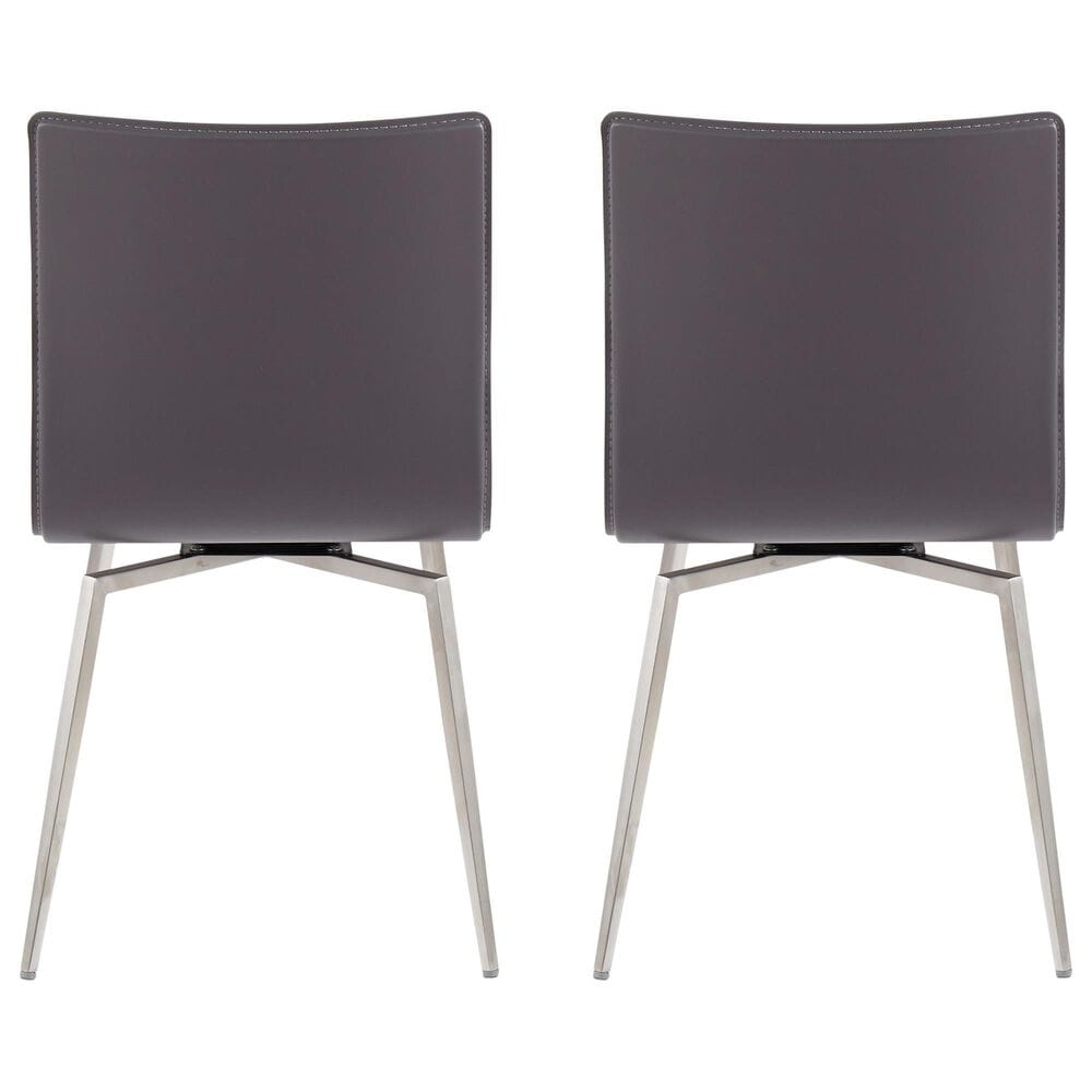 Lumisource Mason Swivel Side Chair with Grey Upholstered in Brushed Stainless Steel (Set of 2), , large
