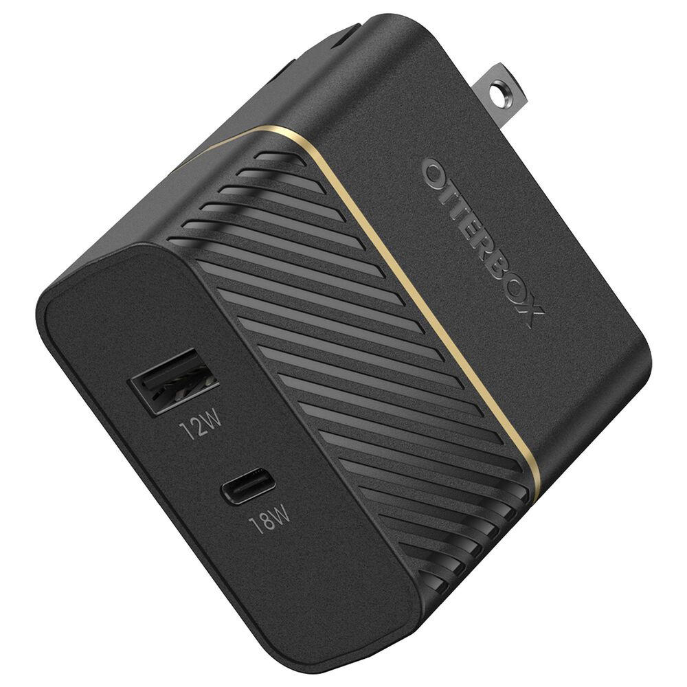 Otterbox USB-C and USB-A Dual Port Wall Charger in Black Shimmer, , large